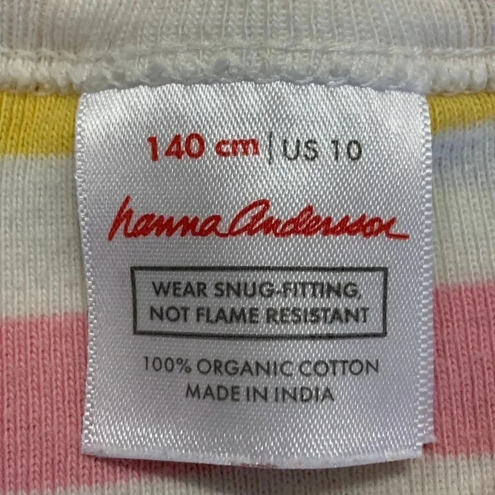Hanna Andersson Girl's Organic Cotton Striped Long Sleeve Pajama Top Size 10/140